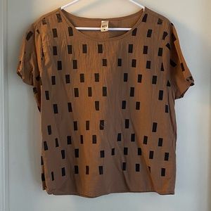 Uzi brown geometric pattern blouse